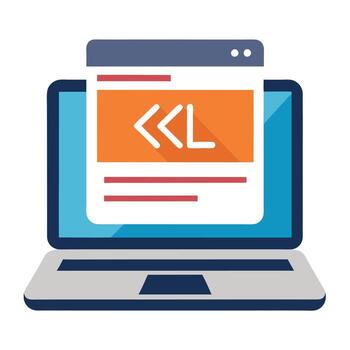 ordenador portátil icono con html y css código visible y web desarrollo concepto vector