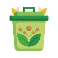 Compost Bin Icon with Organic Waste and Environmental Concept vector