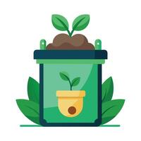 Compost Bin Icon with Organic Waste and Composting Concept vector