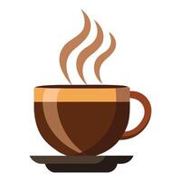 Steaming Coffee Cup Icon in a Flat Style and Beverage Concept vector