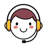 Smiling Face Icon Wearing a Headset and Customer Support Concept vector