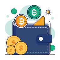 Digital Wallet Icon with Cryptocurrency and Finance Concept vector