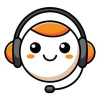 Headset Icon with a Smiling Face and Customer Support Concept vector