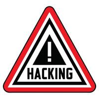 Warning Sign Icon with a Hacking Symbol and Cyberattack Concept vector