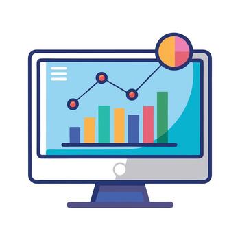 Computer Screen Icon with a Data Analysis and Data Science Concept vector