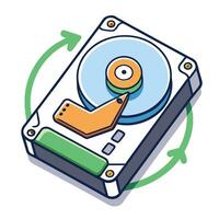 Hard Drive Icon with an Arrow and Data Backup Concept vector