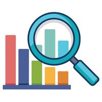 Magnifying Glass Icon over a Bar Graph and Data Analysis Concept vector