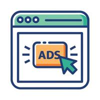 Pop-up Advertisement Icon with a Click and Digital Ads Concept vector