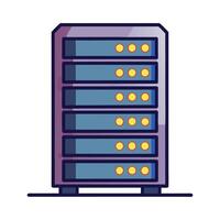 Server Rack Icon with Glowing Lights and Data Storage Concept vector