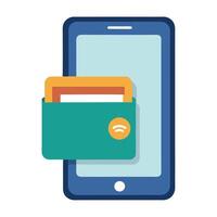 Smartphone Icon with a Wallet Symbol and Digital Wallet Concept vector