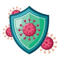 Shield Icon Blocking a Virus Particle and Disease Prevention Concept vector
