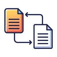 Two Documents Icon Connected by a Chain and Document Sharing Concept vector