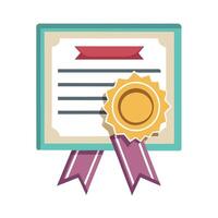 Certificate Icon with a Digital Badge and E-learning Course Concept vector