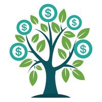 Tree Icon with Money as Leaves and Economic Growth Concept vector