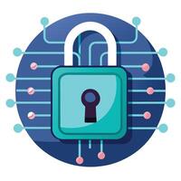 Lock Icon with a Keyhole on a Digital Screen and Encryption Concept vector