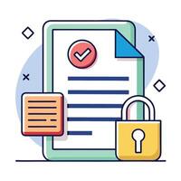 Document Icon with a Lock Symbol and File Encryption Concept vector