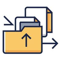 Folder Icon with Multiple Arrows and File Sharing Concept vector