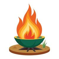 Campfire Icon in a Fire Pit and Fire Pit Concept vector