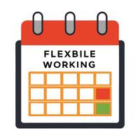 Calendar Icon with Flexible Working Hours and Flexible Work Concept vector