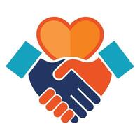 Handshake Icon with a Heart and Handshake with Heart Concept vector