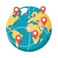 Globe Icon with Multiple Locations and Globe with Pins Concept vector