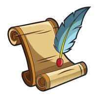 Ancient Scroll Icon with a Quill and History Concept vector