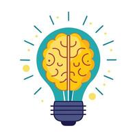 Glowing Light Bulb Icon with a Brain and Idea Bulb Concept vector