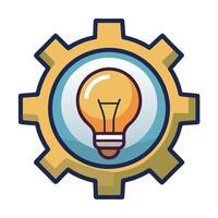 Gear Icon with a Lightbulb and Innovation Hub Concept vector