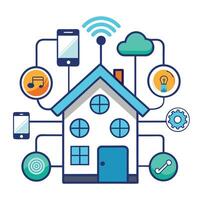 Connected Home Icon with Smart Devices and IoT Concept vector