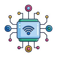 Connected Device Icon with Network Signals and IoT Device Concept vector