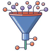Funnel Icon with Leads Flowing and Lead Generation Concept vector