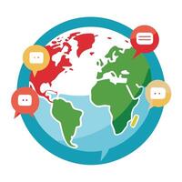 Globe Icon with a Speech Bubble and Language Learning Concept vector