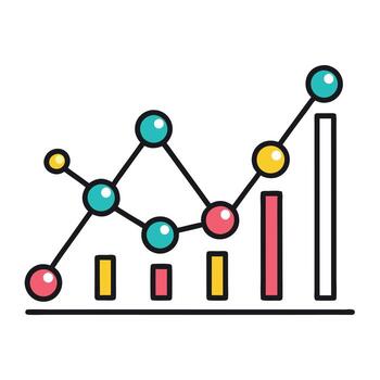 Clean Line Chart Icon with Points and Line Chart Concept vector