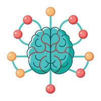 Brain Icon with a Neural Network and Machine Learning Concept vector