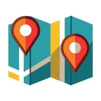 Folded Map Icon with Location Pins and Map Concept vector