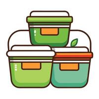 Pre-portioned Containers Icon with Food and Meal Prep Concept vector