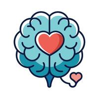 Brain Icon with a Heart Symbol and Mental Health Concept vector