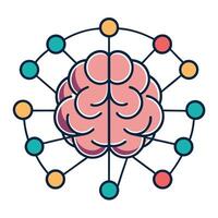 Brain Icon with Connected Nodes and Mind Mapping Concept vector