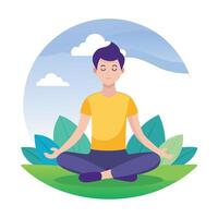 Meditating Person Icon with a Serene Background and Mindfulness Concept vector