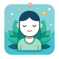Calm Face Icon with Meditation and Mindfulness App Concept vector