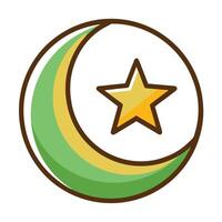 Crescent Moon Icon with a Star Isolated on a White Background and Moon Concept vector