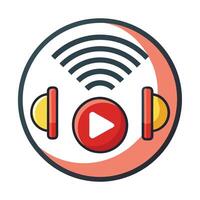 Play Button Icon with Sound Waves and Music Streaming Concept vector
