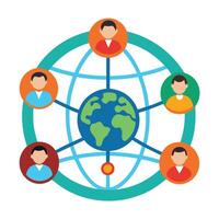 Globe Icon with Networking Lines and Networking Concept vector
