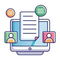 Shared Document Icon with Edits and Online Teamwork Concept vector
