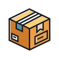 Simple Box Icon with Shipping Labels and Package Concept vector