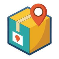Package Icon with a GPS Pin and Package Tracking Concept vector