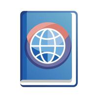 Passport Icon with a Globe Symbol and Passport Concept vector