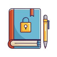 Closed Diary Icon with a Lock and Personal Diary Concept vector