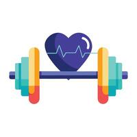 Dumbbell Icon with a Heart Monitor and Physical Fitness Concept vector