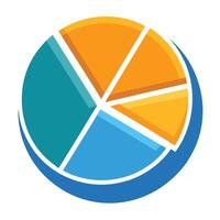Pie Chart Icon with Segmented Data and Pie Chart Concept vector